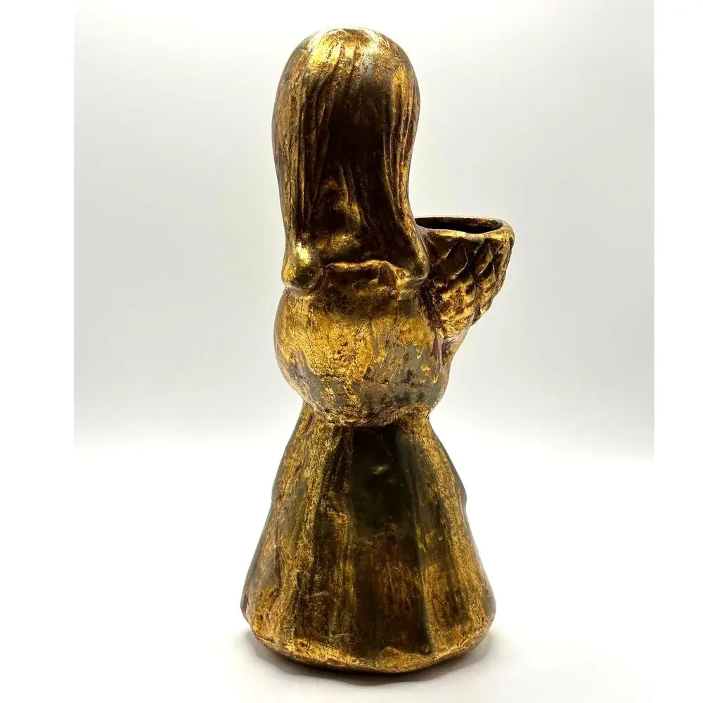 Vintage 1970's Howard Pierce Pottery/Ceramics, Girl with Basket Figurine/Vase